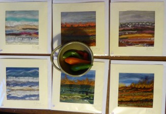 We left Harlech pottery with a little bowl and some textile collage cards by Ann Giorgi-Llewellyn.